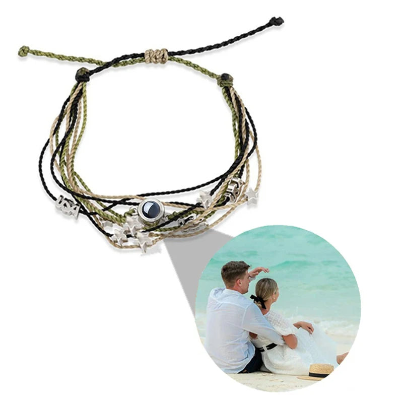 Pulsera de Foto Personalizada con Amuletos de Amor