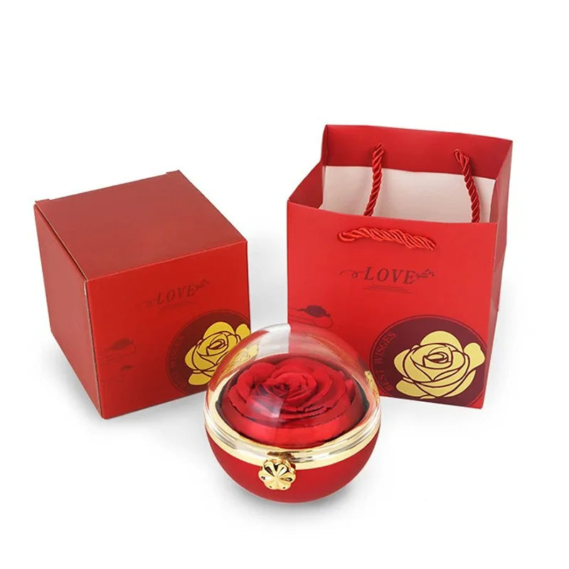 Caja con Rosa Eterna & Collar Personalizado con Nombres