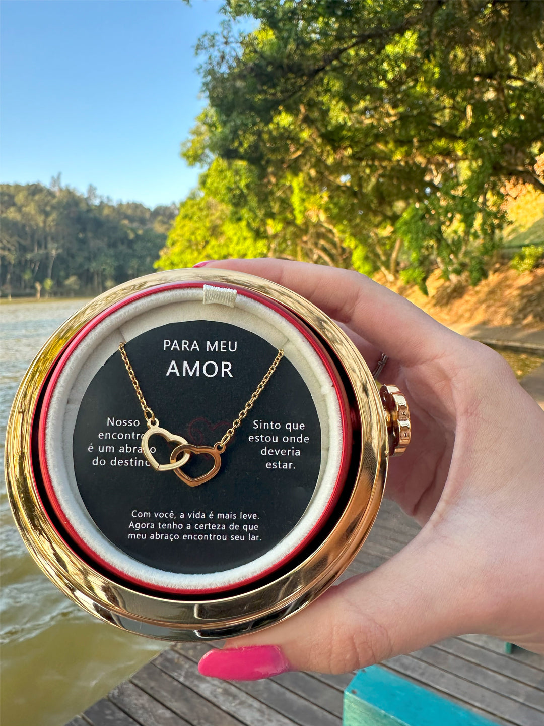 Caja con Rosa Eterna & Collar Personalizado con Nombres