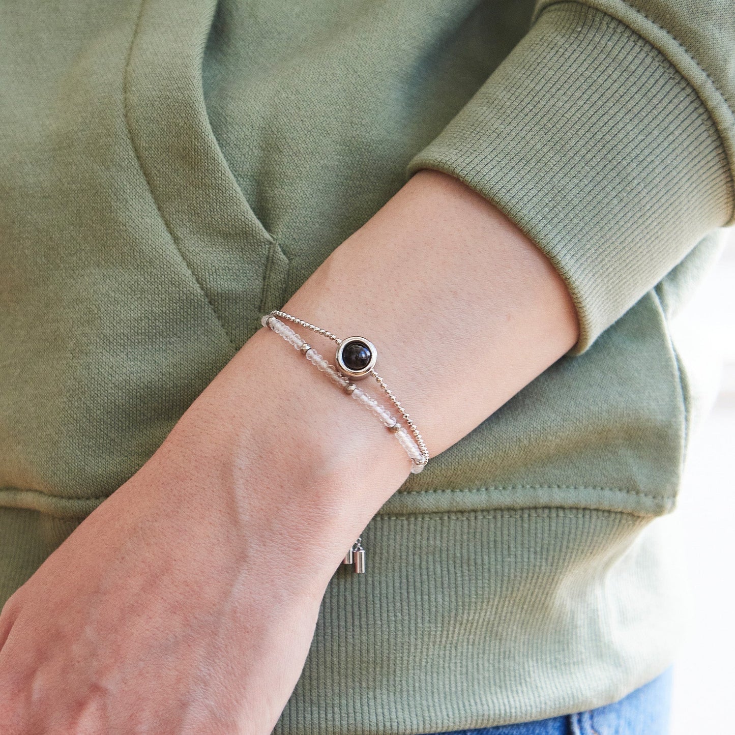 Pulsera Personalizada con Foto 2 en 1 – Amuleto de Crystal™