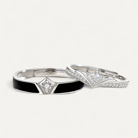 Knight &amp; Princess – 925 Sterling Silver Rings (Adjustable)