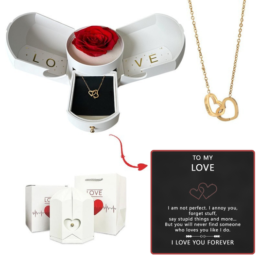 Box with Eternal Rose & Personalized Heart Necklace (50% OFF)