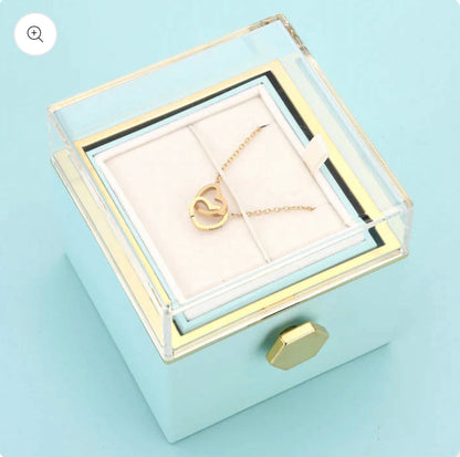 Box with Eternal Rose &amp; Personalized Necklace with Names