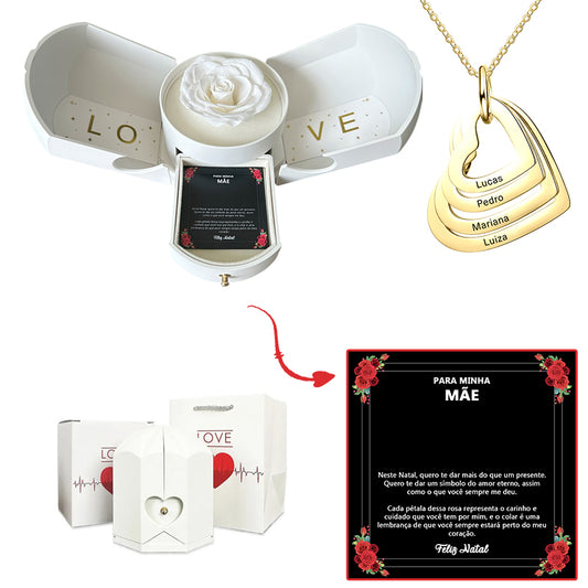 Caja con Rosa Eterna & Collar Corazón Personalizado – Para Mi Madre