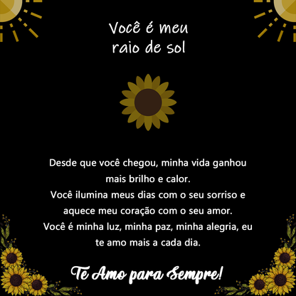 Caja con Girasol Eterno & Collar Corazón Personalizado