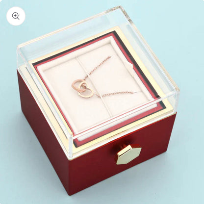 Box with Eternal Rose &amp; Personalized Necklace with Names