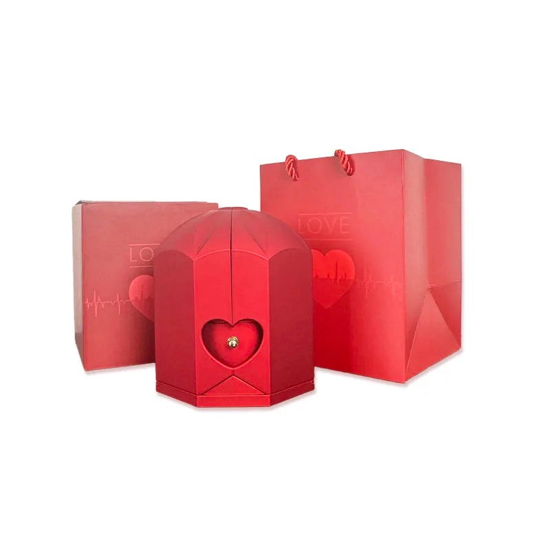 Caja con Girasol Eterno & Collar Corazón Personalizado