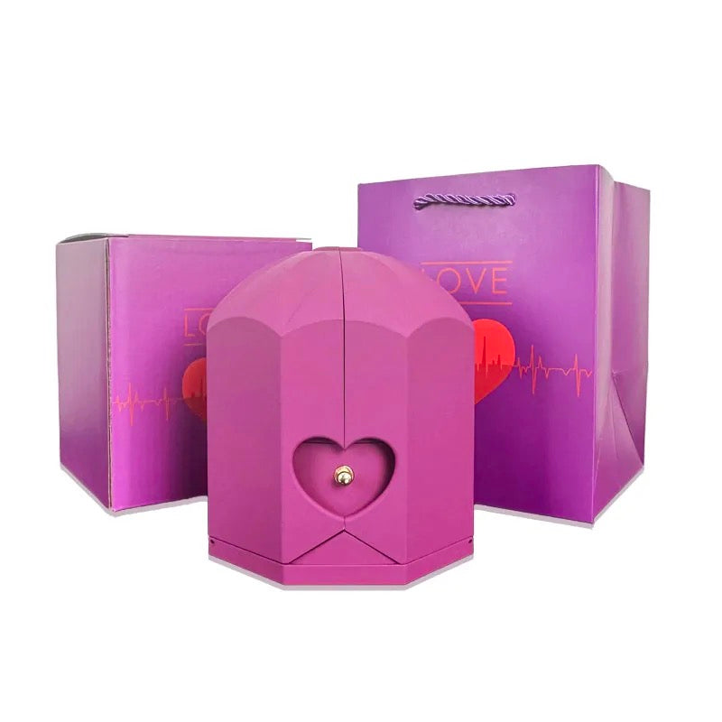 Caja con Girasol Eterno & Collar Corazón Personalizado