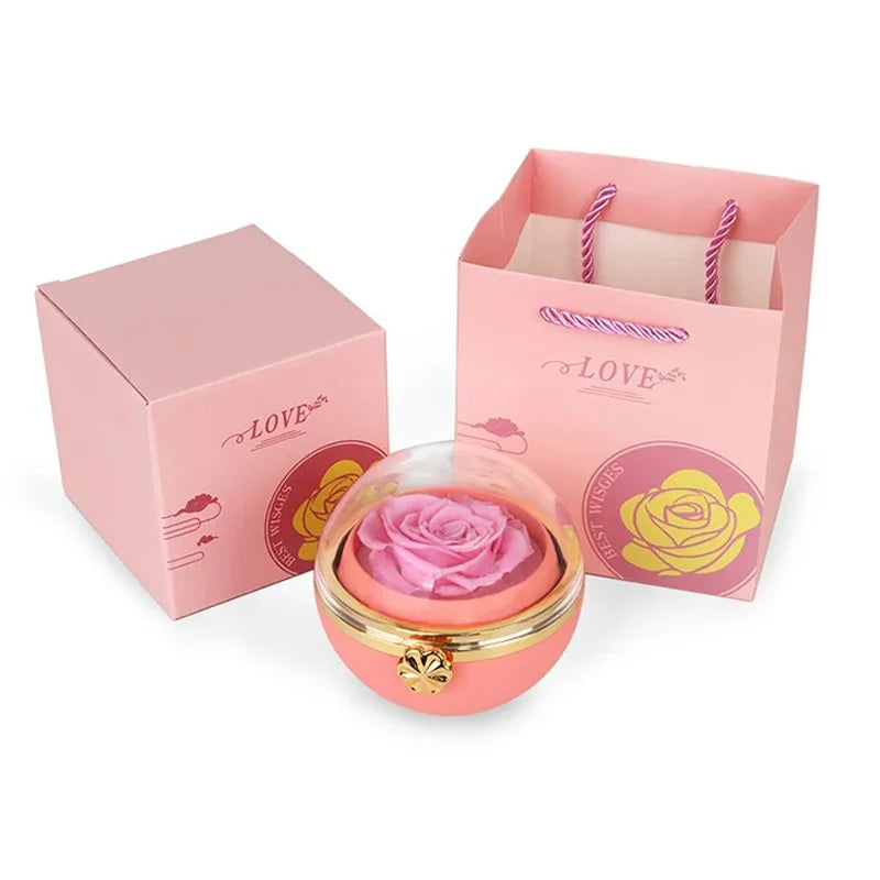 Caja con Rosa Eterna & Collar Personalizado con Nombres