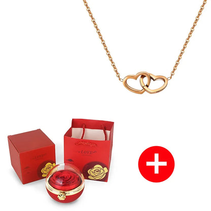 Caja con Rosa Eterna & Collar Personalizado con Nombres