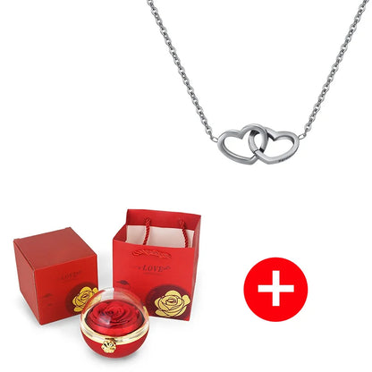 Caja con Rosa Eterna & Collar Personalizado con Nombres