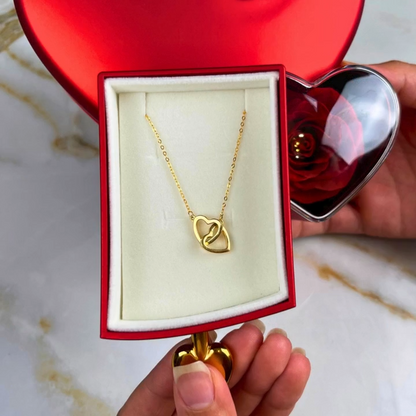 Cupid Box with Eternal Rose &amp; Personalized Necklace with Names 💘