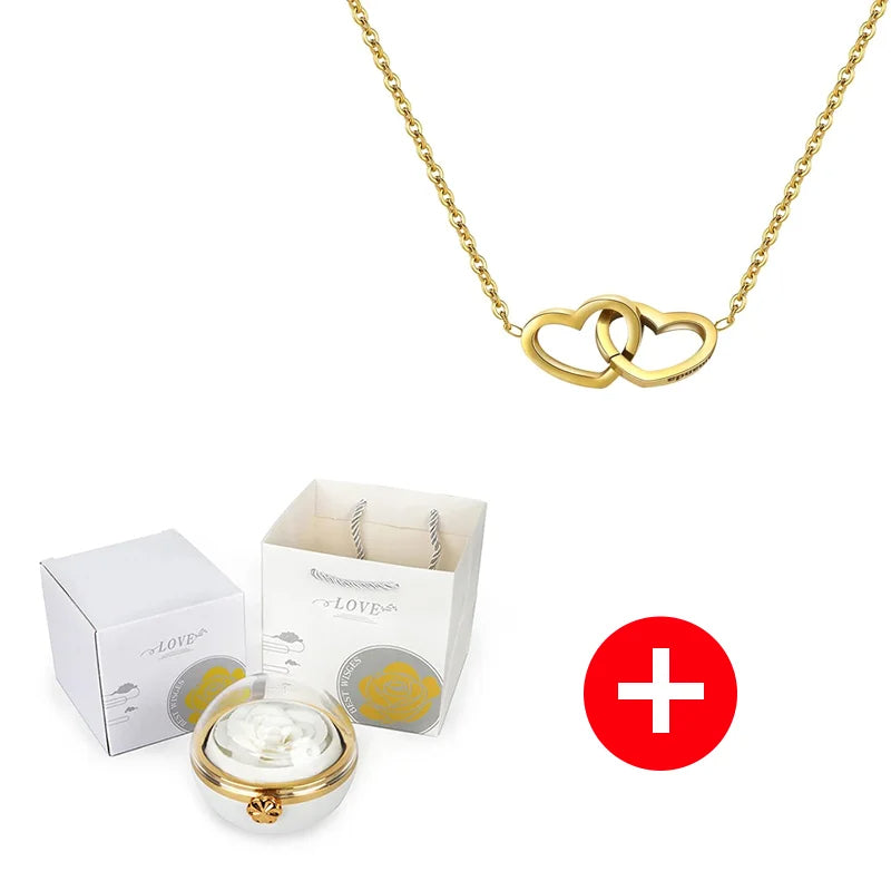 Caja con Rosa Eterna & Collar Personalizado con Nombres